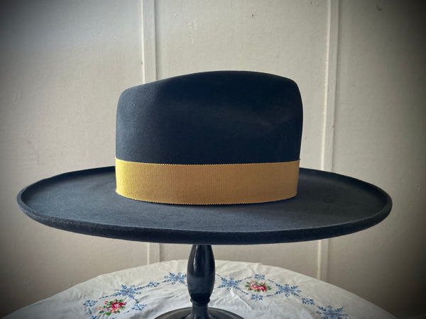 Hat „MAVERICK“, Dark Grey, Yellow Hat Band, Western Weight, Size 60cm