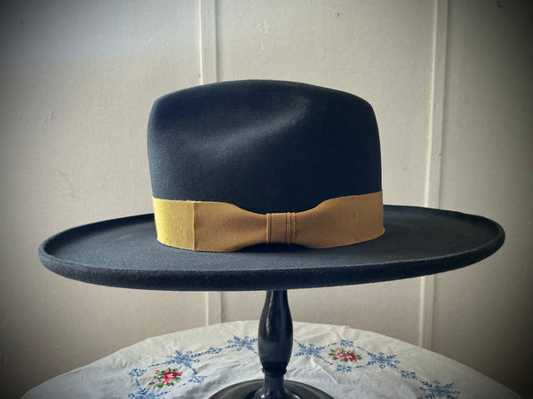Hat „MAVERICK“, Dark Grey, Yellow Hat Band, Western Weight, Size 60cm