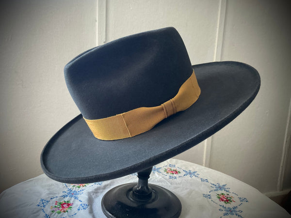 Hat „MAVERICK“, Dark Grey, Yellow Hat Band, Western Weight, Size 60cm