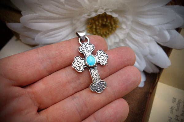 Silver Pendant „TURQUOISE CROSS“