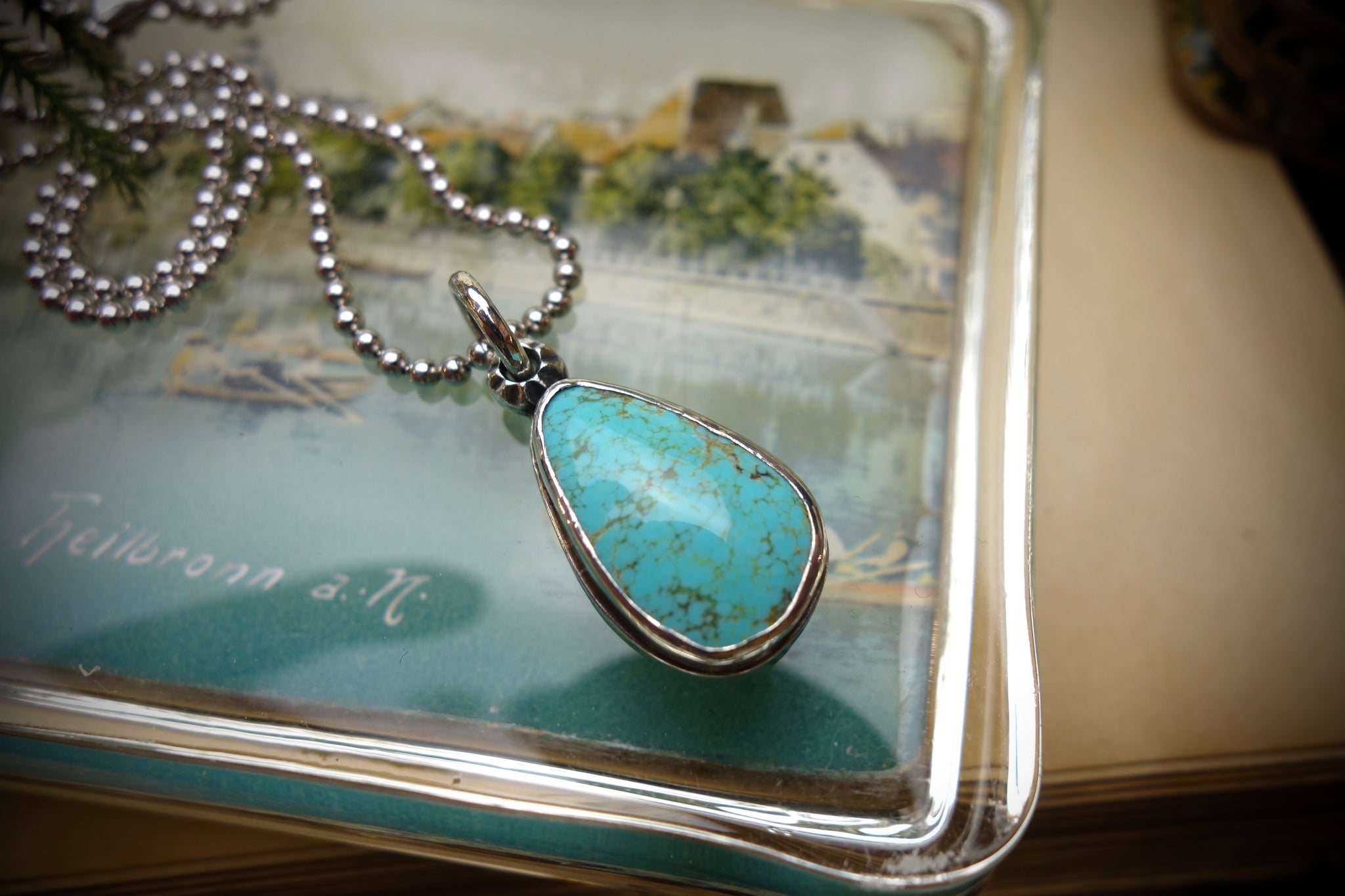 Silver Pendant „TURQUOISE DROP“