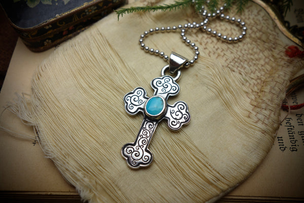 Silver Pendant „TURQUOISE CROSS“