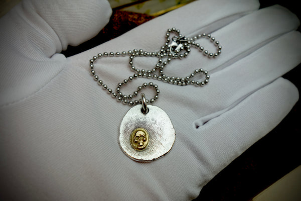 Silver Pendant „GOLDEN SKULL“