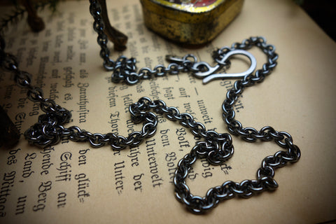 Silver Chain „BLACK ANCHOR“