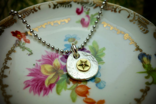 Silver Pendant „GOLDEN STAR“
