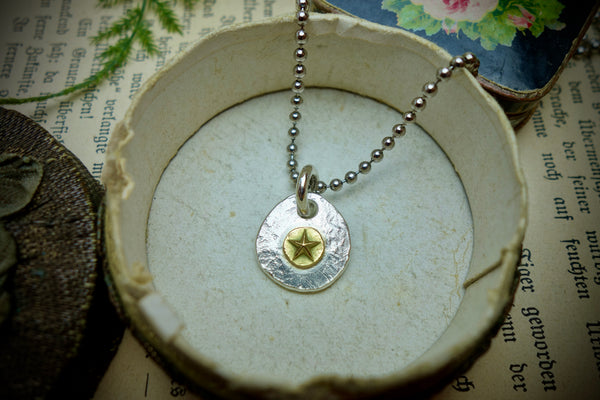 Silver Pendant „GOLDEN STAR“