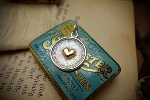 Silver Pendant „GOLDEN HEART“