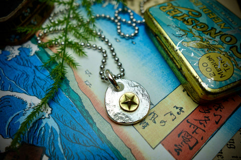 Silver Pendant „GOLDEN STAR“