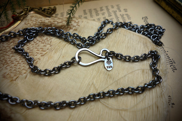 Silver Chain „BLACK ANCHOR“