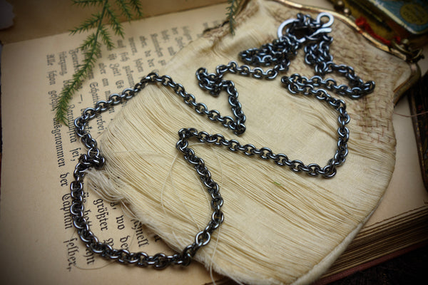 Silver Chain „BLACK ANCHOR“