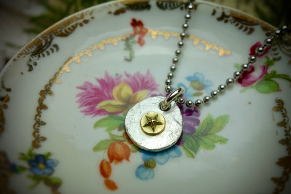 Silver Pendant „GOLDEN STAR“