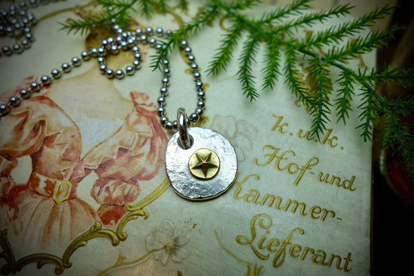 Silver Pendant „GOLDEN STAR“