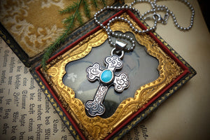 Silver Pendant „TURQUOISE CROSS“