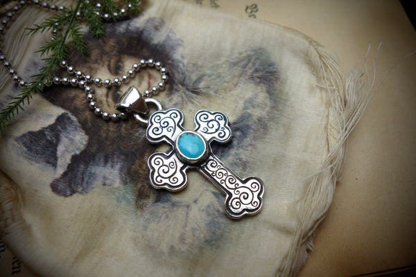 Silver Pendant „TURQUOISE CROSS“