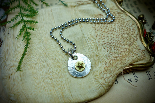 Silver Pendant „GOLDEN STAR“