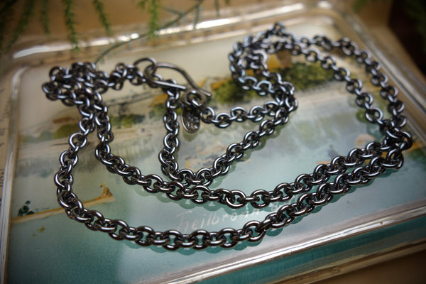 Silver Chain „BLACK ANCHOR“