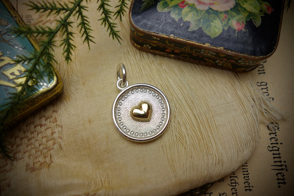 Silver Pendant „GOLDEN HEART“