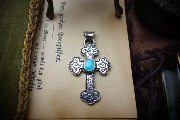 Silver Pendant „TURQUOISE CROSS“